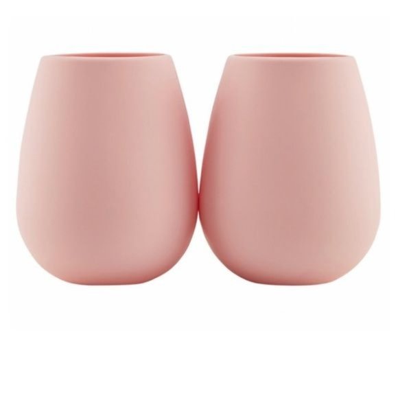 Odeme Other - Odeme Set of 2 Pink Silicone Outdoor Camping Pool Side Wine Glass Cups NEW